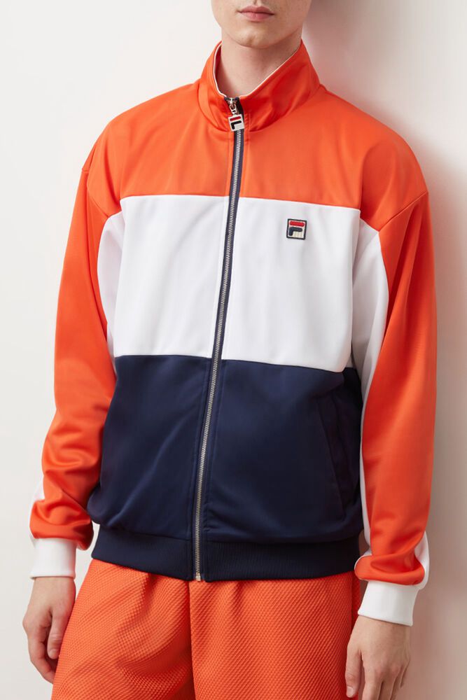 Fila Sterling Track Jacket Orange/White/Navy - Mens - 21986HVRL